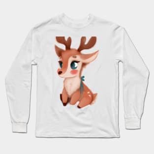 Cute Raindeer Drawing Long Sleeve T-Shirt